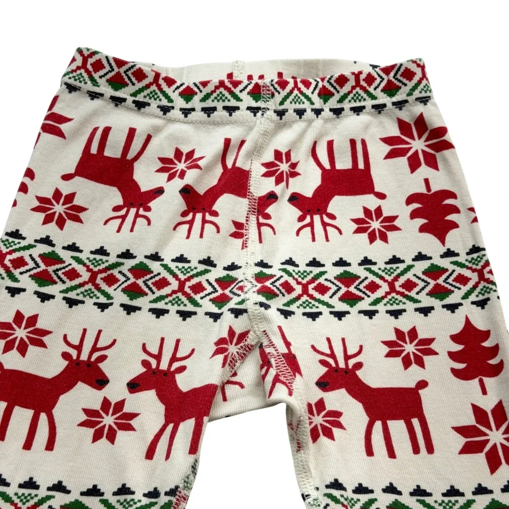 Hanna Andersson Reindeer Fair Isle Long John Pajama Pants Kids 4 Red White